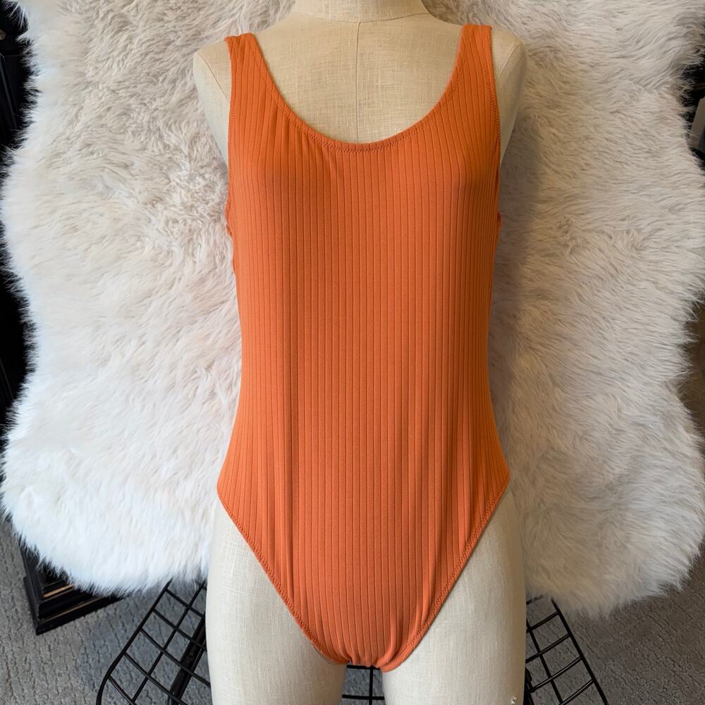 Weekday ASOS swimsuit bright orange sz M one piece